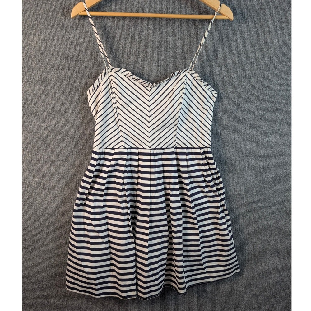 City Triangles Navy Blue White Striped Fit & Flare Mini Dress Size 11 Nautical